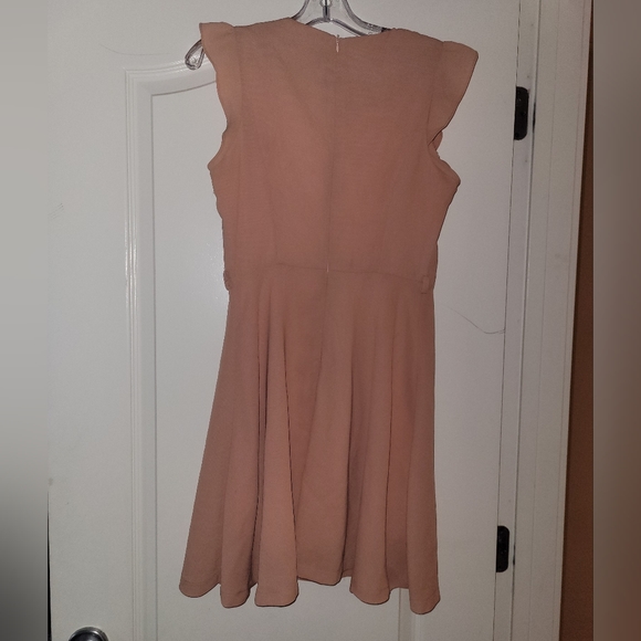 Women's Peach/Light Pink Dress with Ruffles on Shoulders - Picture 3 of 4